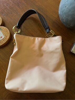JPK Paris blush Shoulder Bag with Black Handle and Gold Rings